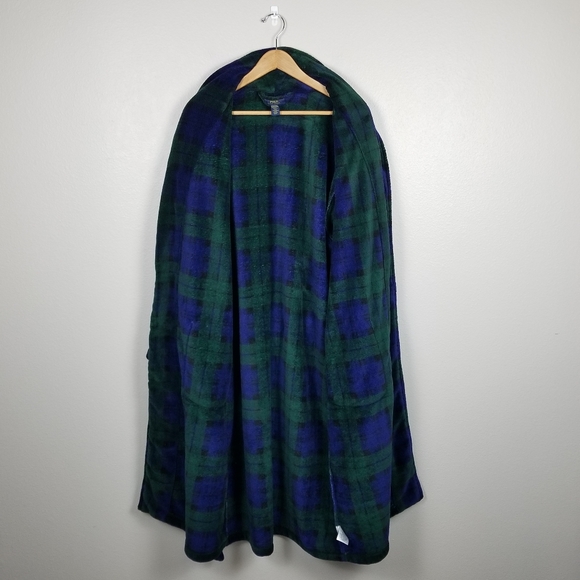 Polo Ralph Lauren Plaid Shawl Collar Blackwatch Tartan Plush Robe Size Small - Picture 11 of 12
